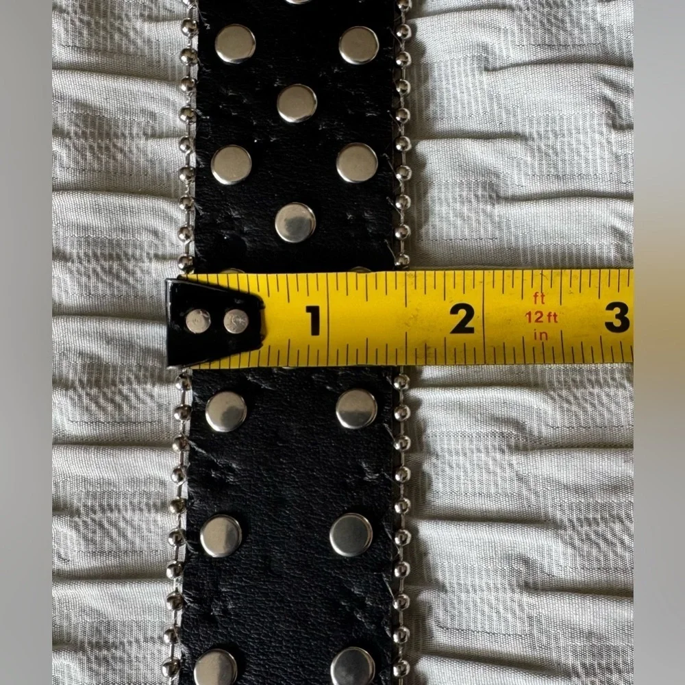 Black Sparkling Rhinestone  Belt Leather
